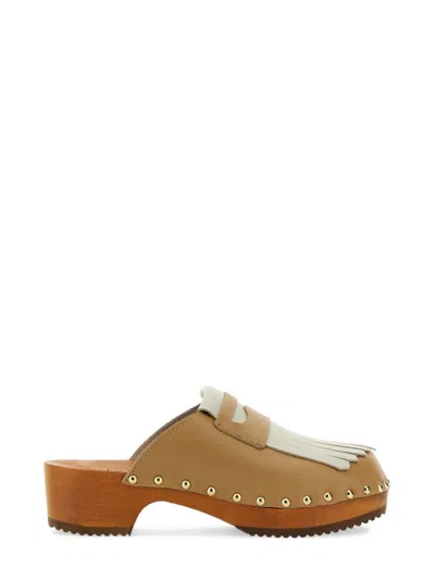Jejia Leather Clogs In White