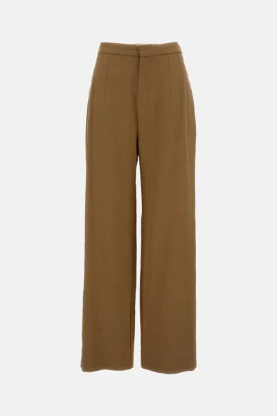 Jejia Linen-blend Trousers In Brown