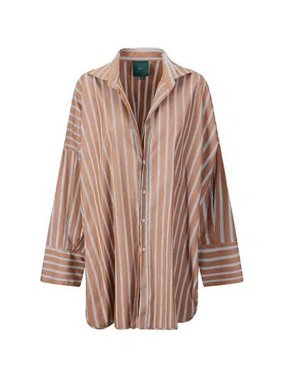 Jejia Orlando Striped Shirt In Brown