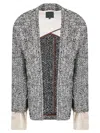 Jejia Oversized Textured Jacket With Removable Cuffs In Gray