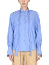 Jejia Gathered-cuff Cotton Shirt In Azure