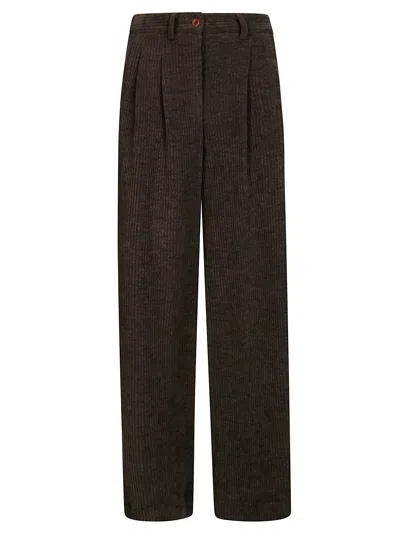 Jejia Ribbed Velvet Front Pleat Wide-leg Pants In Brown