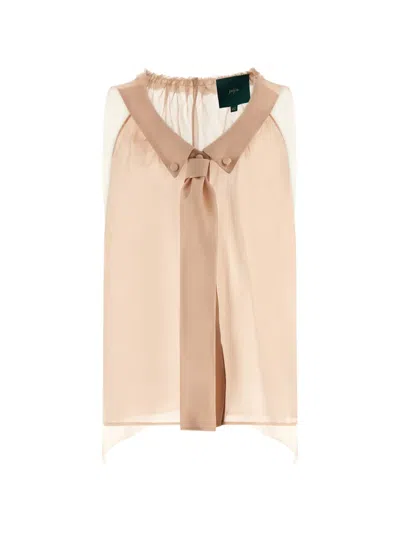 Jejia Ruffle-collar Silk Blouse In Pink