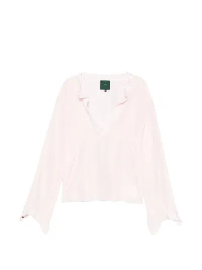 Jejia Satin V-neck Blouse In Pink