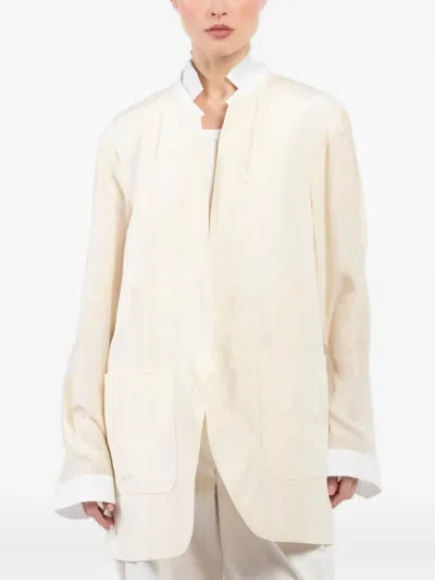 Jejia Silk Belted Blazer In White