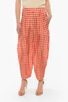 Jejia Silk Ginggam Checked Tilda Wide Pants In Red