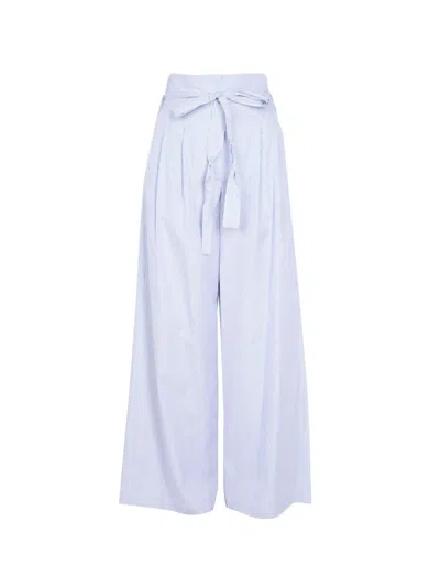 Jejia Stripe-print Tie-waist Palazzo Pants In Blue