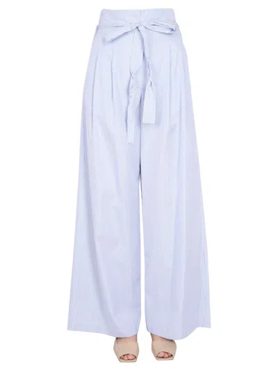 Jejia Stripe-print Tie-waist Palazzo Pants In Blue