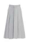 Jejia Wide-leg Striped Culottes With Elasticated Waistband In Gray