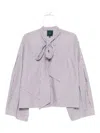 Jejia Striped Tie-neck Top In Gray