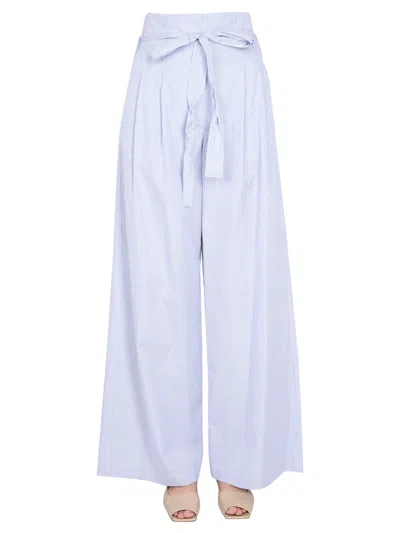 Jejia Stripe-print Tie-waist Palazzo Pants In Azure