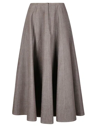 JEJIA STRUCTURED HALF-CIRCLE MIDI SKIRT WITH FRONT ZIP CLOSURE