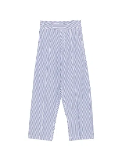 Jejia Susi Striped Contrast-stitch Trousers In Blue