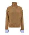Jejia Vichy Cuffs Sweater In Brown