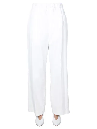 Jejia Lightweight Wide Trousers With Elasticated Waistband In White