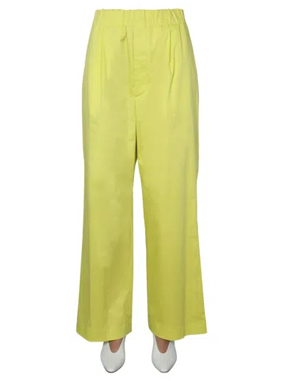Jejia Wide-leg Cotton Trousers In Yellow