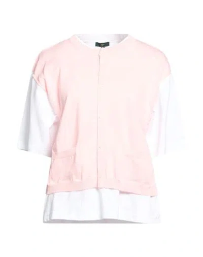 Jejia Woman Cardigan Pink Size 8 Cotton, Polyester, Elastane In Multi