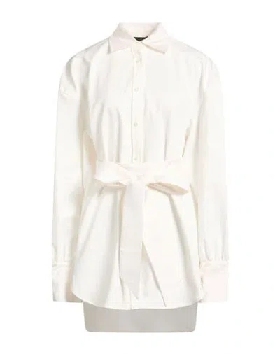 Jejia Woman Denim Shirt Ivory Size 6 Cotton In White