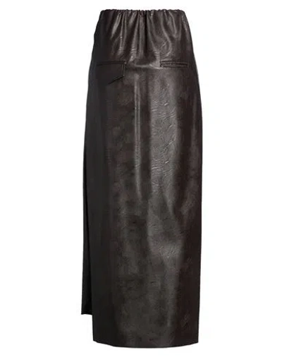 Jejia Woman Midi Skirt Dark Brown Size 6 Viscose, Cotton, Polyamide, Linen In Animal Print