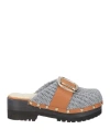 Jejia Woman Mules & Clogs Light Grey Size 8 Leather, Textile Fibers In Grey