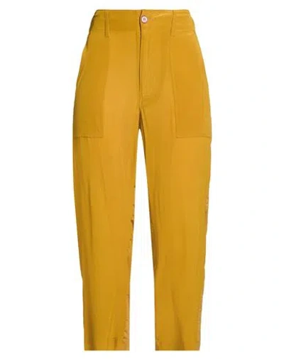 Jejia Woman Pants Mustard Size 6 Silk, Cotton, Elastane In Yellow