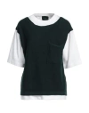 Jejia Woman T-shirt Dark Green Size 10 Cotton In White