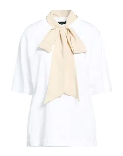 Jejia Woman T-shirt White Size 8 Cotton, Polyester, Elastane