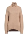 Jejia Woman Turtleneck Camel Size 4 Virgin Wool, Viscose, Polyamide, Cashmere In Beige