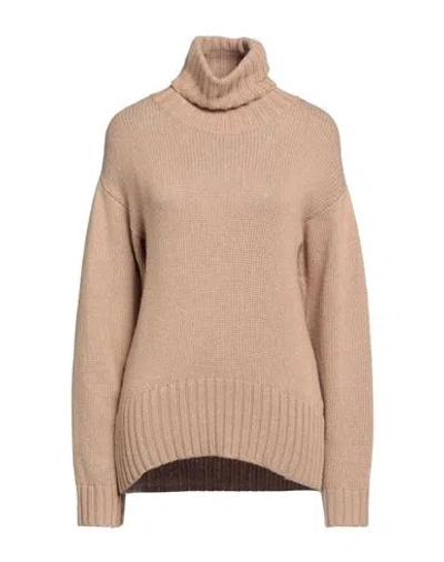 Jejia Woman Turtleneck Camel Size 4 Virgin Wool, Viscose, Polyamide, Cashmere In Beige