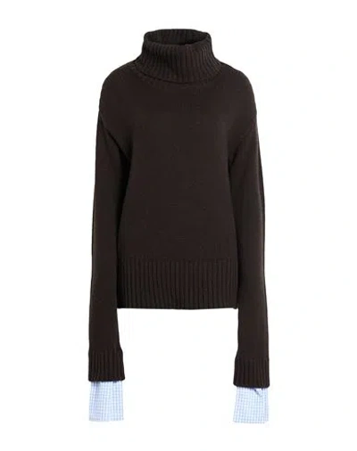 Jejia Woman Turtleneck Dark Brown Size 6 Wool, Viscose, Polyamide, Cashmere, Cotton