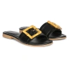 Jelavu Amsterdam Suede Leather Band Slide Sandals In Black