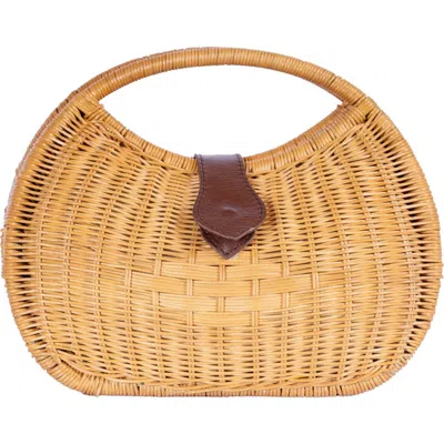 Jelavu Artemis Half Moon Rattan Hand Bag In Brown