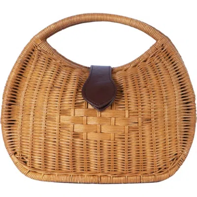 Jelavu Artemiss Rattan Half Moon Clutch In Brown