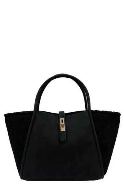 Jelavu Aspen Faux Suede & Faux Shearling Tote In Black