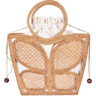 Jelavu Ata Butterfly Handwoven Rattan Tote In Brown