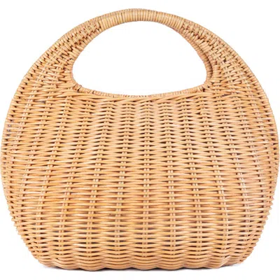 Jelavu Ayla Woven Rattan Top Handle Bag In Brown