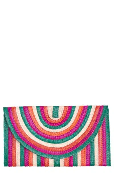 Jelavu Brooke Striped Raffia Clutch In Multi
