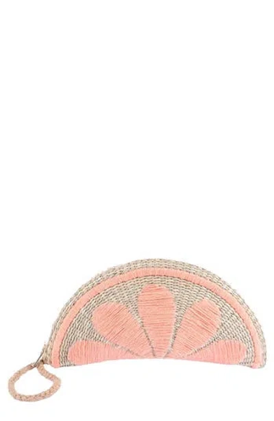 Jelavu Capri Fruit Handwoven Rattan Half Moon Wristlet In Orange