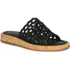 Jelavu Cloud Woven Leather Cork Slide Sandal In Black