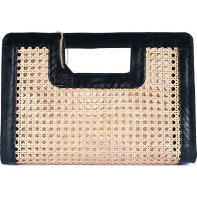 Jelavu Delmar Rattan & Leather Frame Clutch