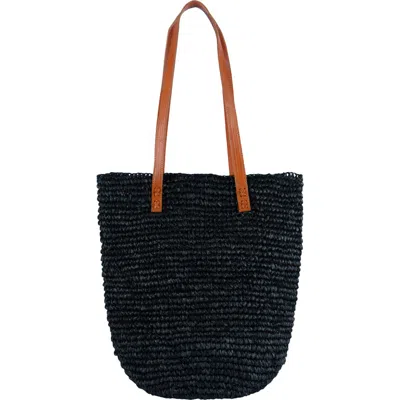 Jelavu Hamptons Raffia Tote In Black