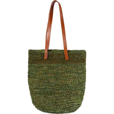 Jelavu Hamptons Raffia Tote In Green