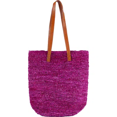 Jelavu Hamptons Raffia Tote In Pink