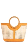 Jelavu Hilton Handwoven Cane Tote In Brown