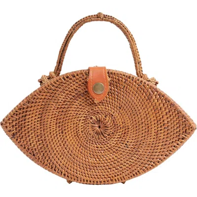 Jelavu Iris Handwoven Rattan Top Handle Bag In Brown
