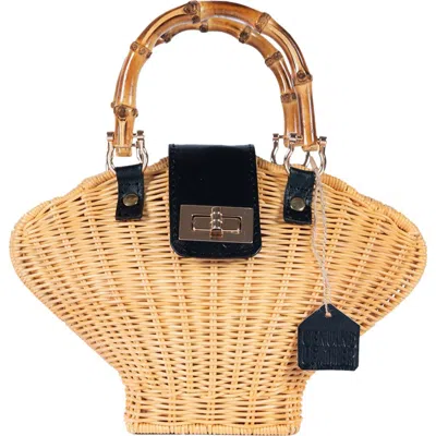Jelavu Maree Handwoven Rattan Seashell Bag In Multi