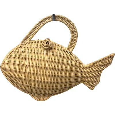 Jelavu Nemoo Woven Rattan Fish Bag In Brown