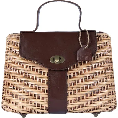 Jelavu Nori Handwoven Rattan Top Handle Bag In Multi