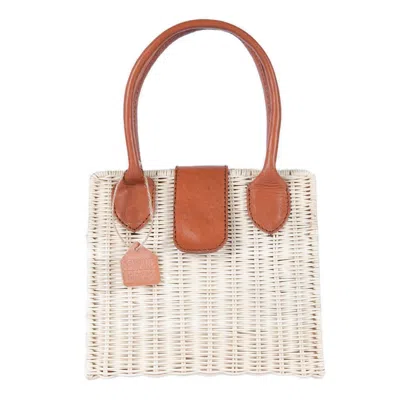 Jelavu Piper Handwoven Rattan Tote Bag In Brown