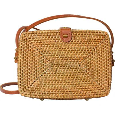Jelavu Rae Handwoven Rattan Crossbody Bag In Brown